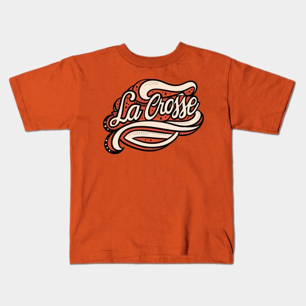 La Crosse Wisconsin Fancy Script Graphic Kids T-Shirt by BlueLine Design